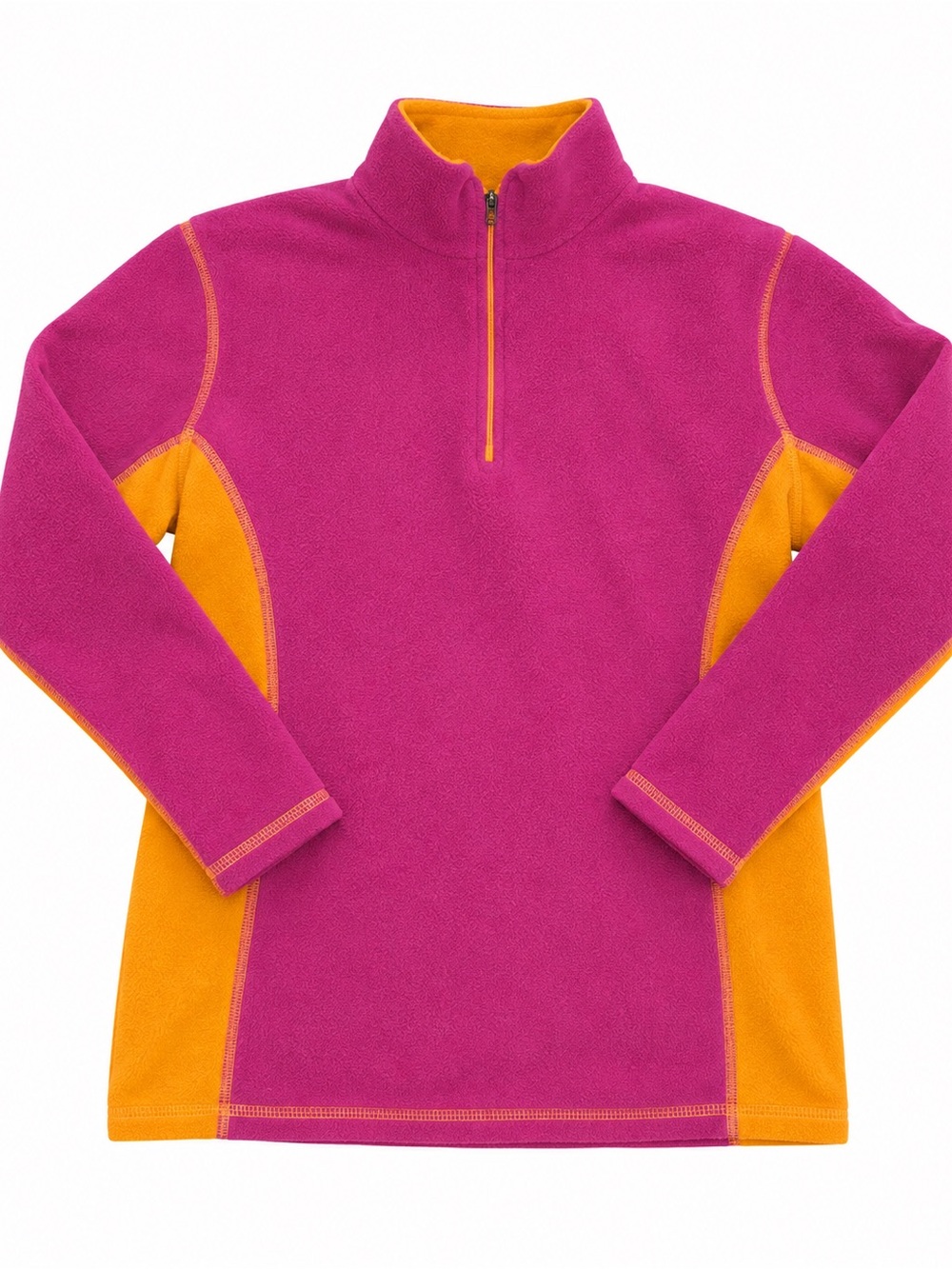 L.L. Bean Girls' Fuchsia & Orange Half-Zip Fleece Pullover